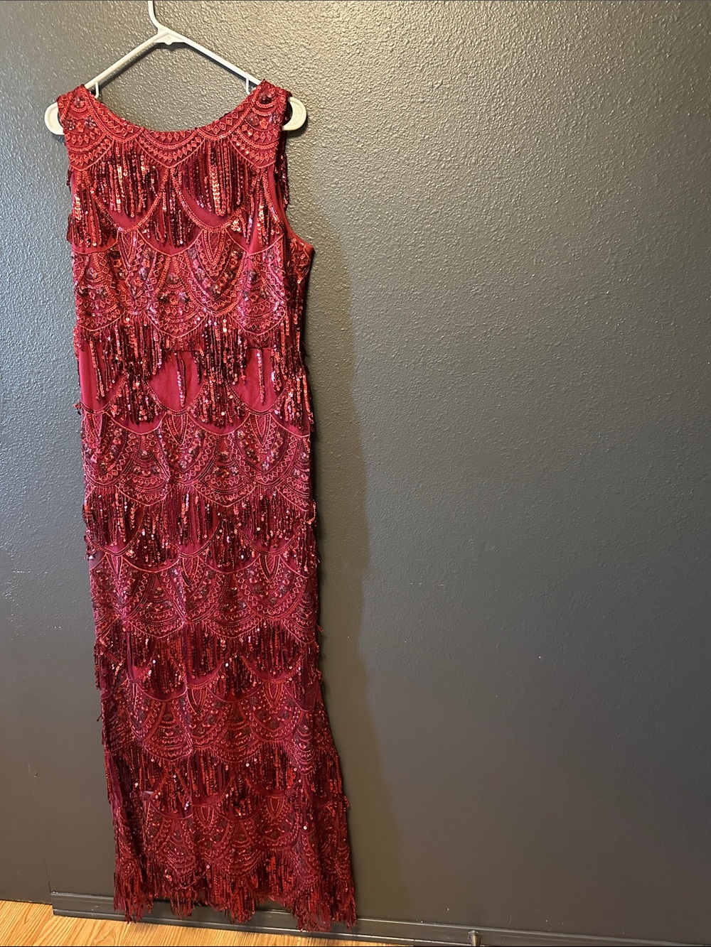 Red Beaded Evening Gown - Elegant Sleeveless Maxi Dress
